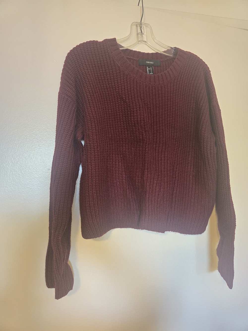 Forever 21 Women's Burgundy Knit Crop Sweater
